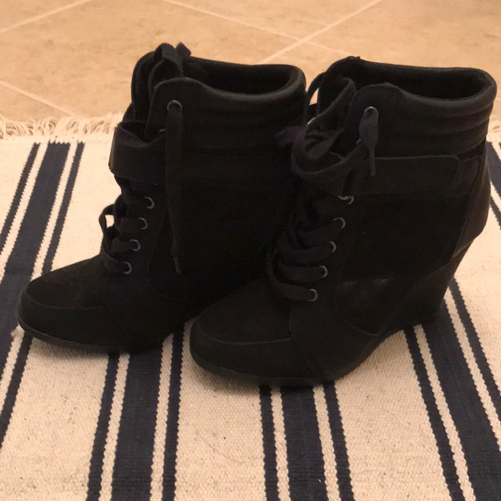 Black Wedge Booties